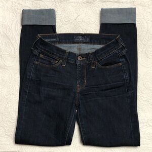 Lucky Brand Brooke Straight Dark Denim Mid Rise Cuffed Skinny Jeans Size 00/24